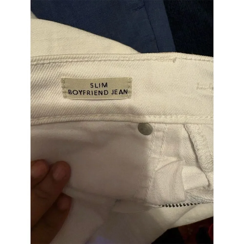 J. Crew Women's Boyfriend Jeans Size 25 White Raw Hem Denim